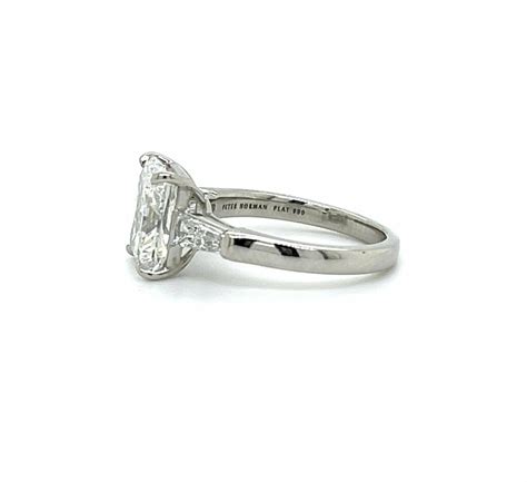 Three-Stone Radiant-Cut Diamond Ring in Platinum Los Angeles | Peter Norman