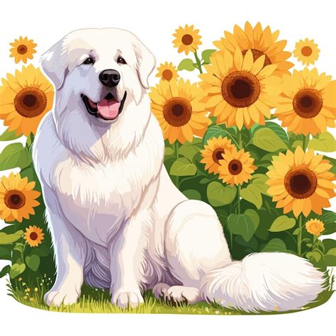 Premium Vector | Cute Great Pyrenees Dog cartoon Vector Style white ...