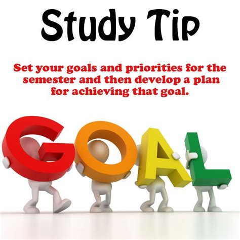 Study Tip Set Your Goals And Priorities For The Semester And Then