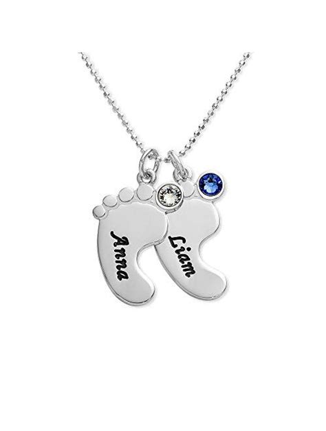 Buy MyNameNecklace Personalized Engraved Baby Feet Charms Name Necklace