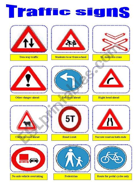 traffic rules and symbols - ESL worksheet by Quintus