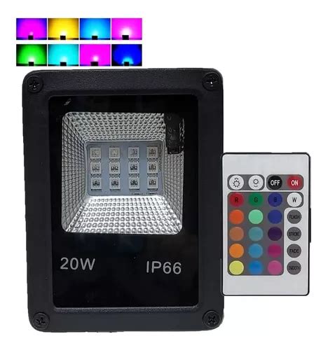 Refletor Led Holofote Rgb W Ip Controle Parcelamento Sem Juros