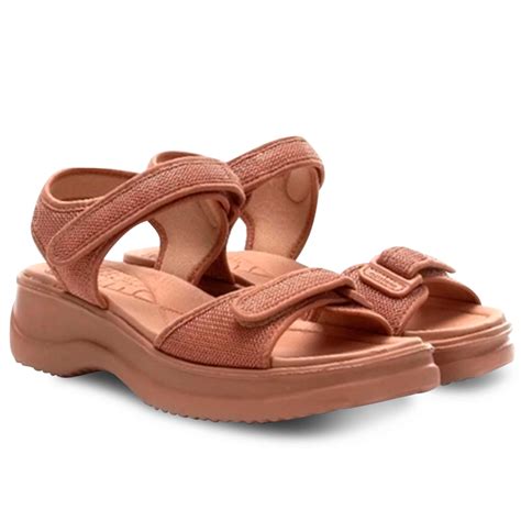 Sandália Papete Feminina Azaléia Conforto Velcro Nude