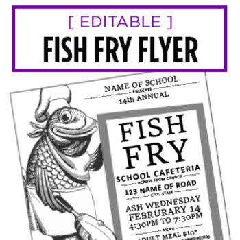 Fish Fry Event Flyer Editable Word Doc Advertisement Tpt