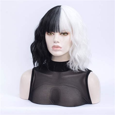 Cruella Deville Wig Black And White Human Hair Wigs