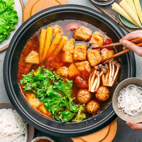 Spicy Vegan Hot Pot Full Of Plants
