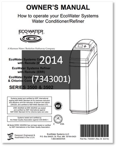 Conditioner Manual Ecowater Systems