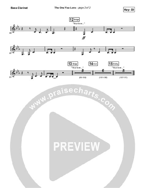 The One You Love Bass ClarinetSheet Music PDF Elevation Worship