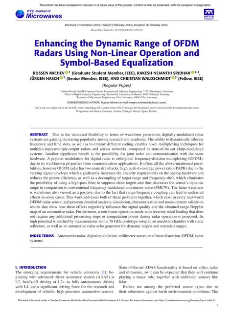 PDF Enhancing The Dynamic Range Of OFDM Radars Using Non Linear