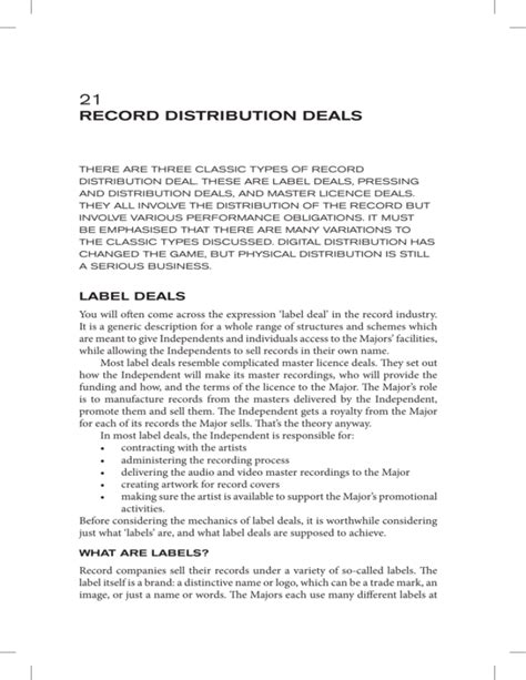 21 Record Distribution Deals