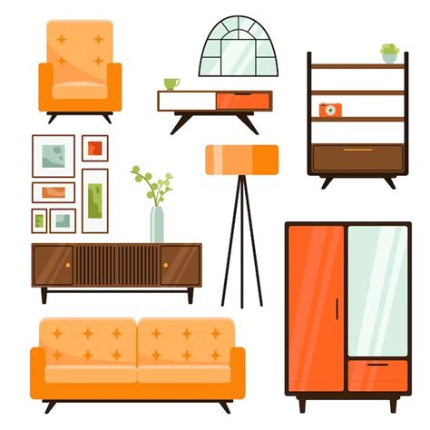 Conjunto de ilustración de objetos de muebles Conjunto de muebles de