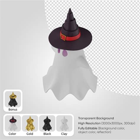 Fantasma D Con Sombrero De Bruja Archivo Psd Premium