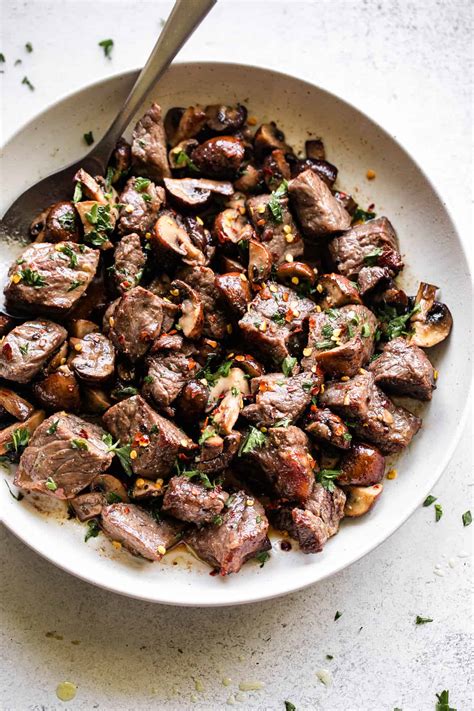 Air Fryer Steak Bites And Mushrooms Diethood