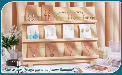 NBEADS Holz Ohrring Display Ständer 3 Schichten Schmuck Ohrring