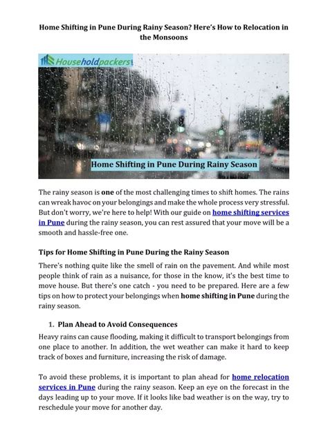 Ppt Home Shifting In Pune During Rainy Season Here Iss How To