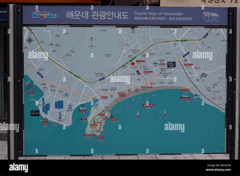 tourist directory map  haeundae busan south korea stock photo alamy