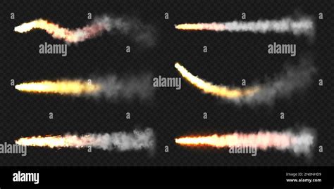 Realistic Space Rocket Launch Trails Fire Burst Explosion Missile Or