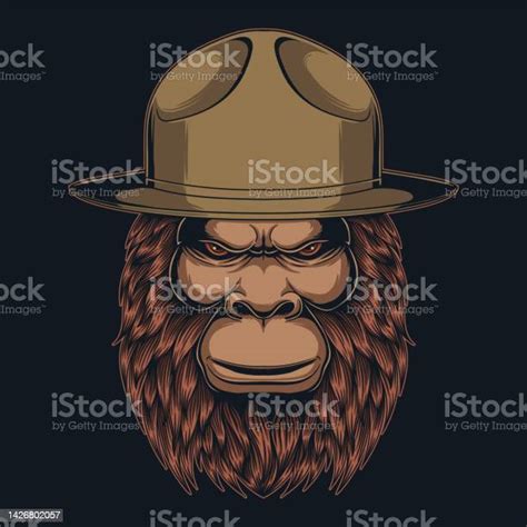 Ilustración De Bigfoot Con Sombrero De Campaña Ilustración Vectorial Y