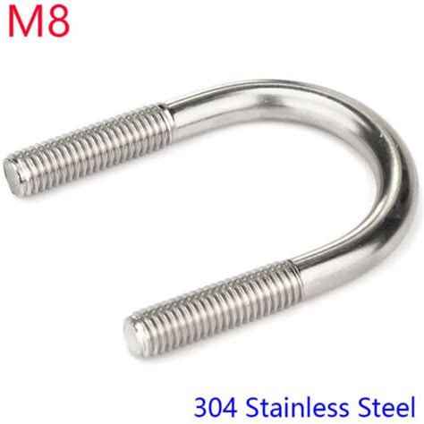 M8 304 Stainless Steel A2 U Bolts Round Bend U Bolt U Clamp Screws Tube