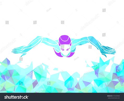 Breaststroke Swimmer Female Silhouette Sport Swimming Stock Vector