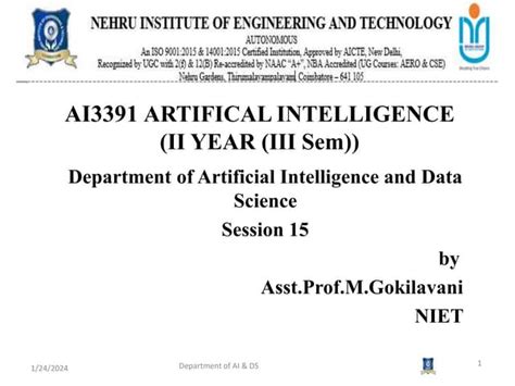 Ai3391 Artificial Intelligence Session 15 Min Max Algorithmpptx