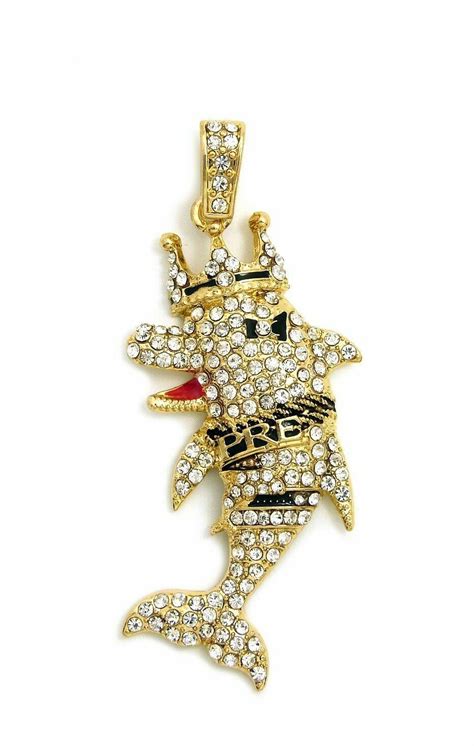 New Hip Hop Young Dolph Pre Dolphin Piece Pendant Cuban Chain Gold