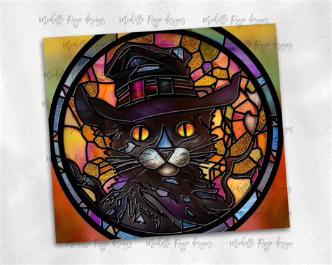 Halloween Black Cat Stained Glass Design – Michelle Raye Designs