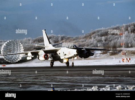 A Drag Chute Opens As An A 3 Skywarrior Aircraft Lands During The U S