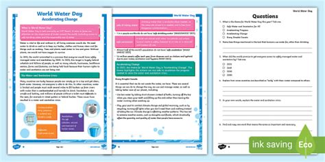 World Water Day Reading Comprehension Uks2 Twinkl