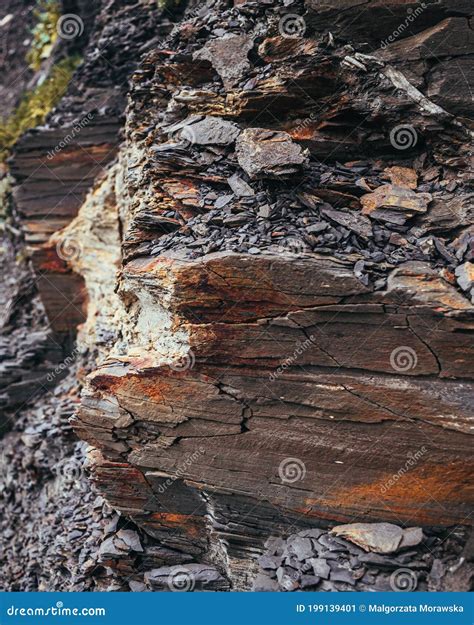 Layered Rock of Jurassic Cliff in Kimmeridge Bay, Devon, Prehistoric