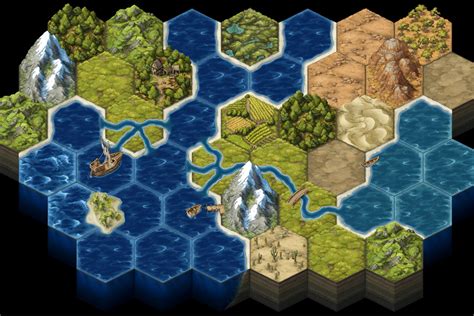 Hex Rivers Coasts Seas Terrain By David Baumgart