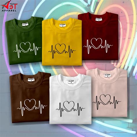 T Shirt Tops Minimalist Shirts Heartbeat Aesthetic Collection Men And