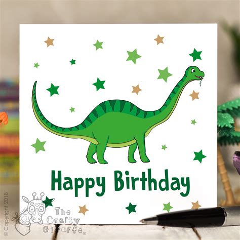 Green Dinosaur Birthday Card The Crafty Giraffe