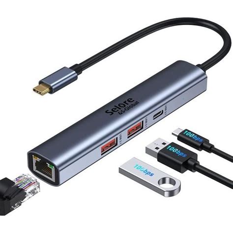 Hub USB C Adaptateur USB C Vers Ethernet Gigabit Port USB C 3 1 2