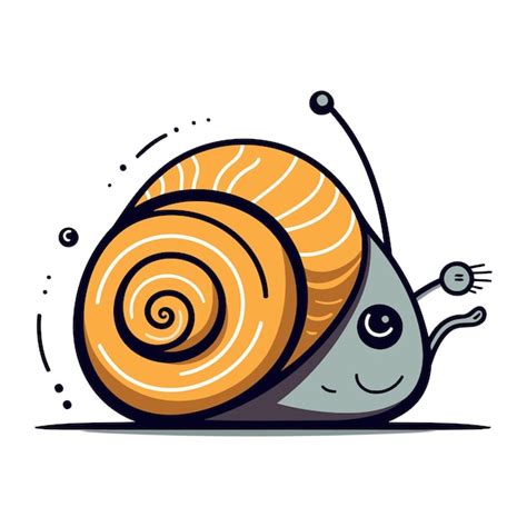 Ilustra O Vetorial De Caracol De Desenho Animado Isolada Em Fundo