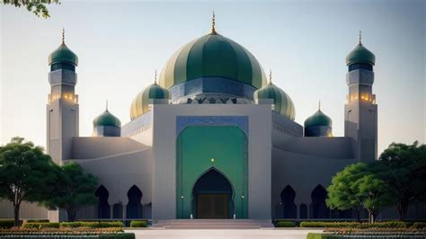 Premium AI Image | A building with a green dome and a green dome