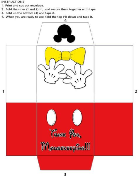 Mickey Mouse Disney Mousekeeping Envelope Printable Fab 5 Etsy