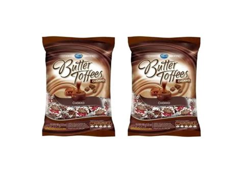 Kit 02 Pacotes Bala Butter Toffees Arcor Sabor Chokko 500g Com O