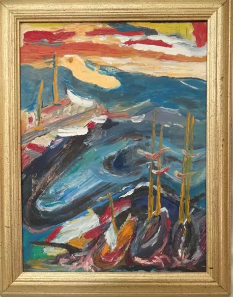 ANCIEN TABLEAU XX Huile Au Couteau Marine Port Bateaux Fauvisme Dlg