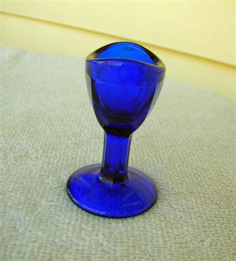 Vintage Cobalt Blue Glass Footed Pedestal Eye Wash Cup Marked Etsy