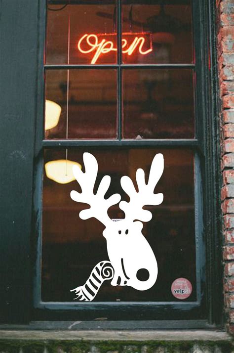 Reindeer Decal Christmas Window Decal Vinyl Wall Decal Door Sticker Etsy