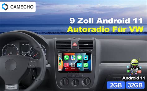 2GB 32GB CAMECHO Android 11 Carplay Android Auto Autoradio Pour VW