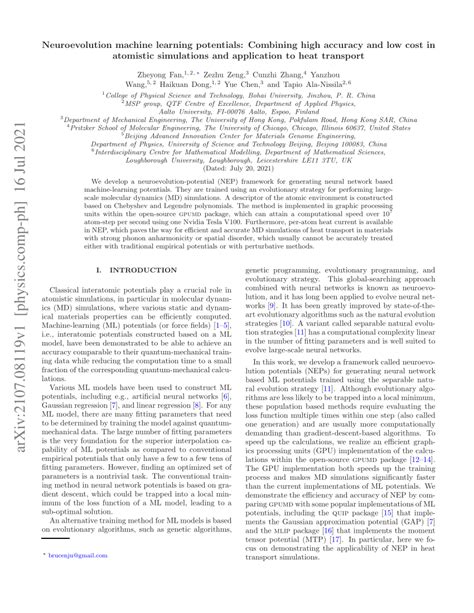 PDF Neuroevolution Machine Learning Potentials Combining High