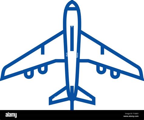 Flugzeug Top View Symbol Leitung Konzept Flugzeug Top View Flachbild