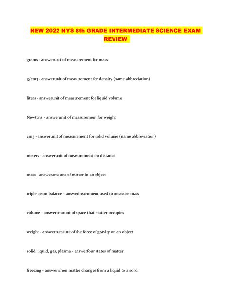 Nys Science Performance Test 8th Grade