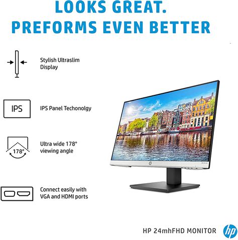 HP 24mh FHD Monitor Computer Monitor with IPS Display