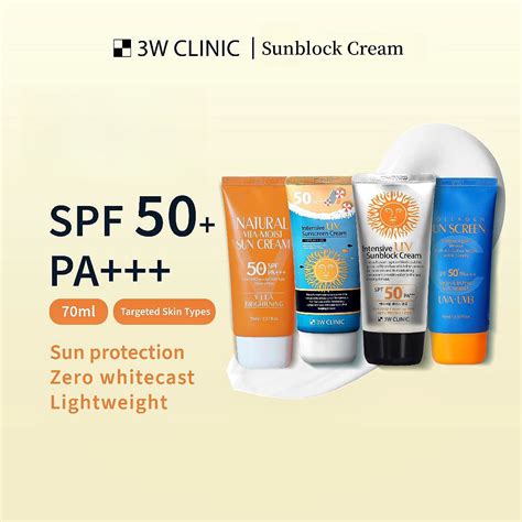 Jual 3W Clinic Intensive Uv Sunblock Cream 70ml Spf50 Pa Collagen