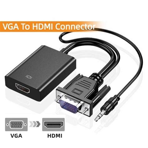 VGA To HDMI Converter Adapter With 3.5mm Audio Cable 1080P HD Port VGA HDMI Connector Cable ...