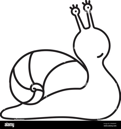 Cute Happy Snail With Spiral House Cartoon Character Vector Line Icon For Fibonacci Day On