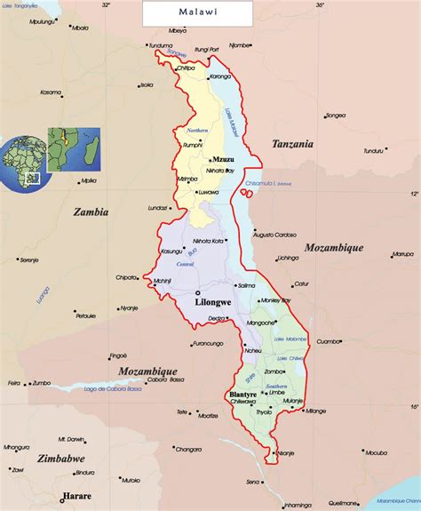 Political Map Of Malawi